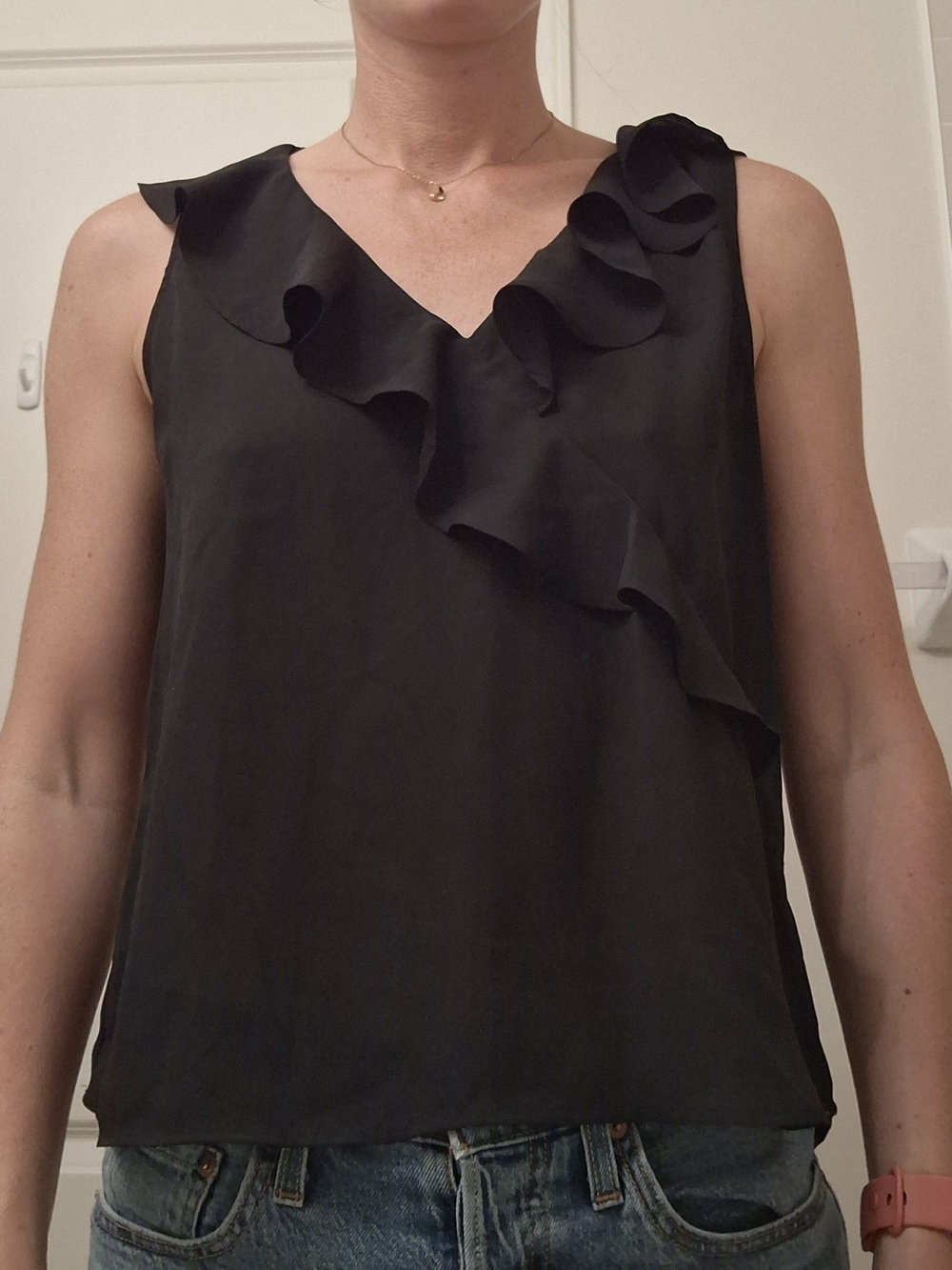 Zara Black Ruffle V-Neck Camisole